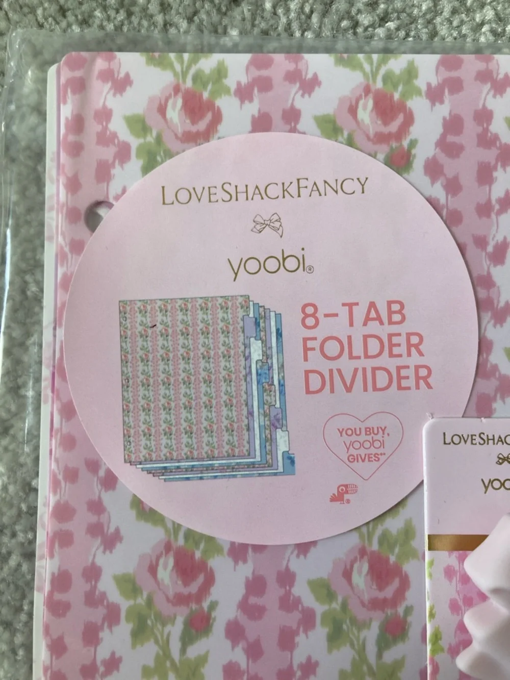 IN-HAND | LoveShackFancy x Target Yoobi 8 Dividers and 2 Pink Bow Pens